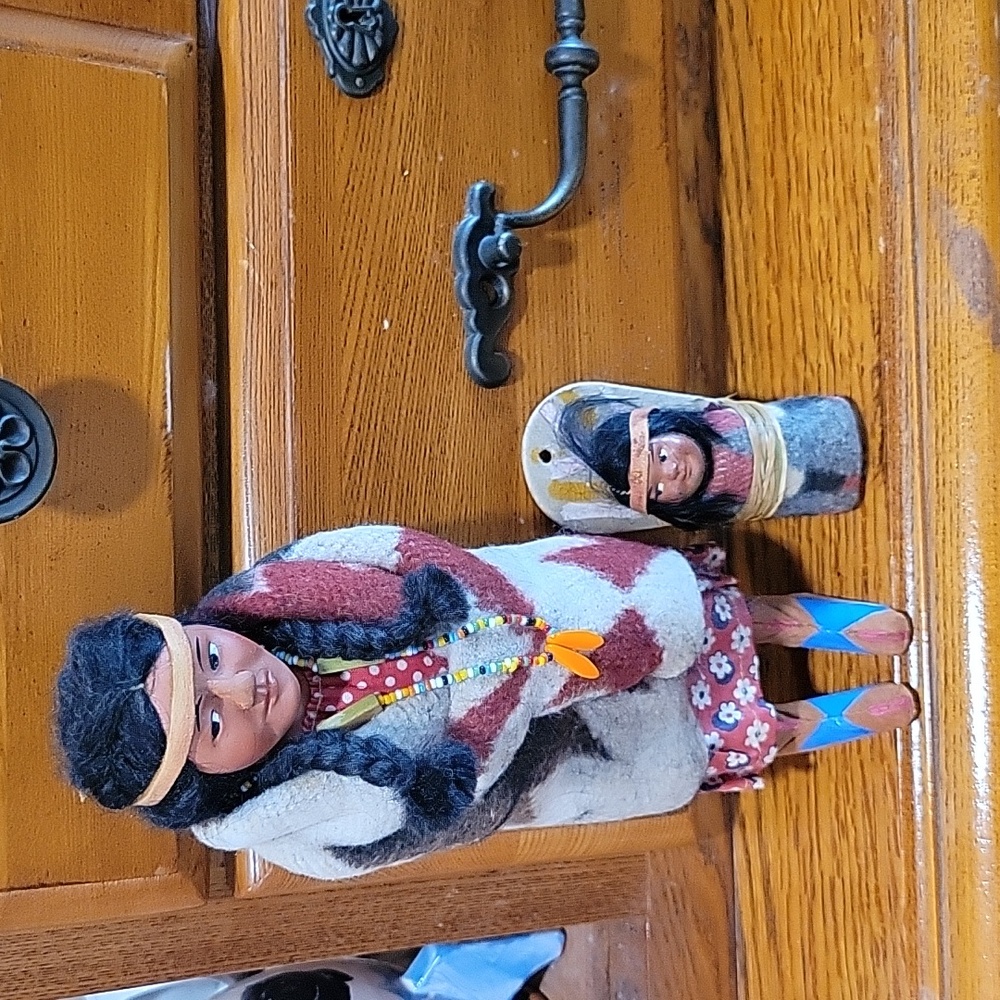 Vintage Skookum Native Doll Mother & Baby Handmade Collectible Home Decor